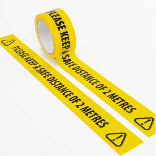 Black and yellow tape - Please keep a safe distance of 2 metres