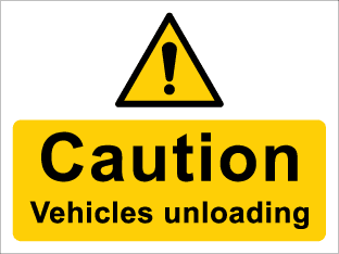 Caution Vehicles unloading