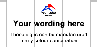 Custom, choose your colour and wording cw logo mesh banner with loop at top for 48mm pole-TSC2106CL