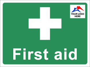 Custom logo: First aid (400mm x 300mm plastic c/w eyelets)