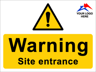 Custom logo: Warning Site entrance (400mm x 300mm plastic c/w eyelets)