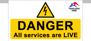Danger All services are live (small) PVC banner cw logo-TSC4038SL