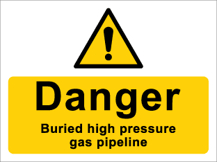 Danger Buried high pressure gas pipeline