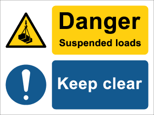 Danger Suspended loads Keep clear