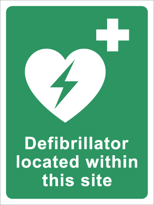 Defibrillator located within this site