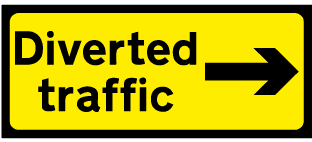 Diverted traffic c/w arrow right