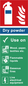 Dry powder fire extinguisher label