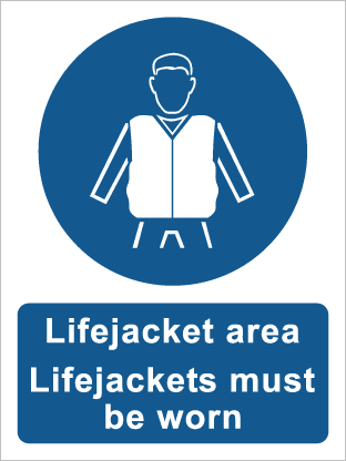 Life jacket area Life jackets must be worn
