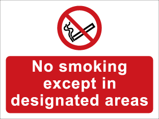 No smoking except in designated areas