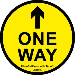 One way c/w arrow ahead (floor sign)