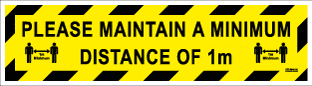 Please maintain a minimum distance of 1m (floor sign)