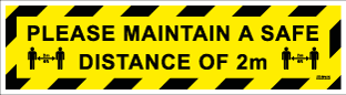 Please maintain a safe distance of 2m (floor sign)