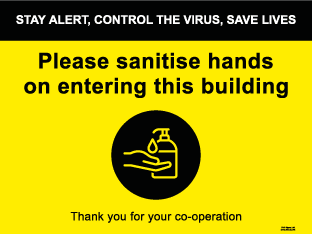 Please sanitise hands on entering this building