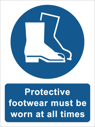 Protective footwear must be worn at all times