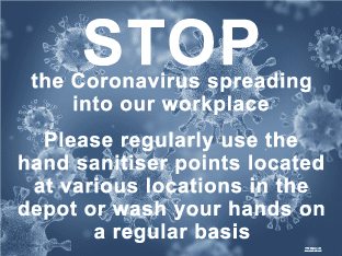 STOP the Coronavirus spreading into our workplace (400mm x 300mm plastic)
