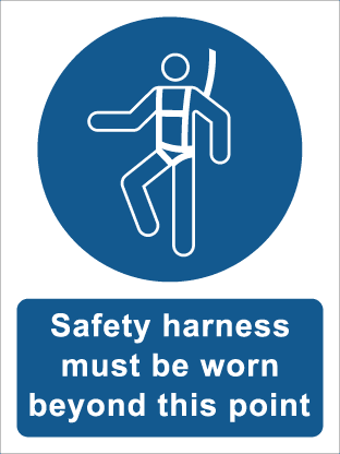 Safety harness must be worn beyond this point