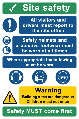 Site safety All visitors Safety helmets Where appropriate Safety must come first