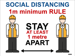 Social distancing 1m rule. Stay at least 1 metre apart