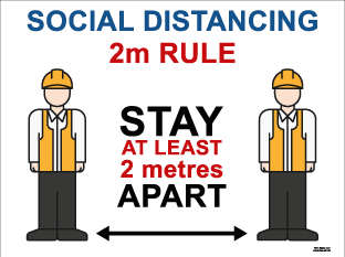 Social distancing 2m rule. Stay at least 2 metres apart (400mm x 300mm plastic)