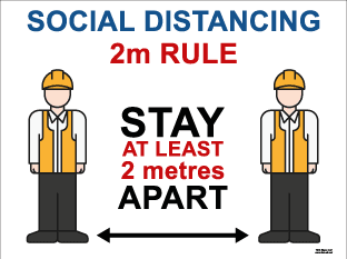 Social distancing 2m rule. Stay at least 2 metres apart (600mm x 450mm plastic)