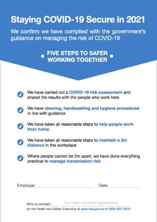 Staying COVID 19 secure in 2021