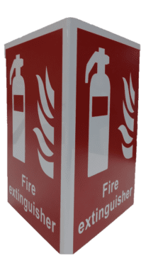 projecting fire extinguisher sign