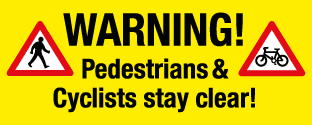 TSC3599W-Warning Pedestrians & cyclists stay clear