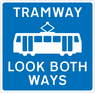 Tramway with traffic proceeding in both directions permanent aluminium sign-TSC963.3TP