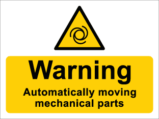 Warning Automatically moving mechanical parts c/w symbol