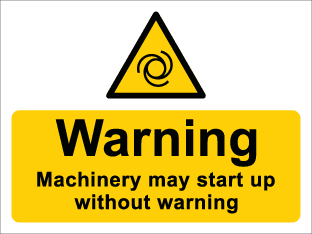 Warning Machinery may start up without warning c/w symbol