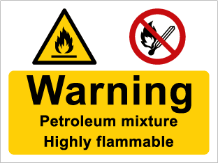 Warning Petroleum mixture Highly flammable