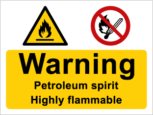 Warning Petroleum spirit Highly flammable