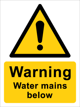 Warning Water mains below