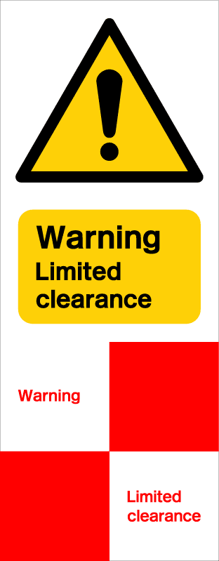 Warning limited clearance permanent aluminium sign plate-TSC4045T