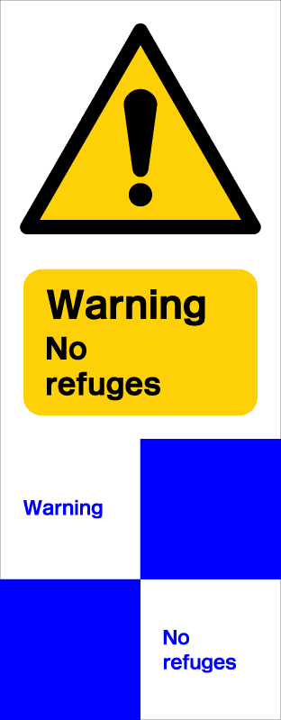 Warning no refuges permanent aluminium sign plate-TSC4046T